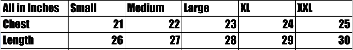 Size chart