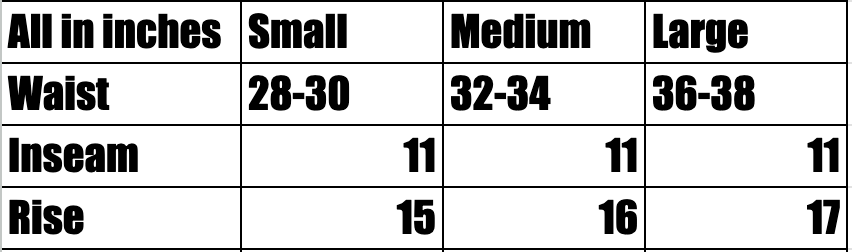 Size chart
